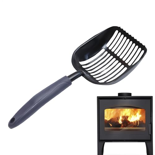 Pala de metal para cenizas para chimenea, tamiz de cenizas de metal, herramientas de parrilla resistentes al calor, suministros portátiles para parrilla para hoguera al aire libre, rejilla, estufas de