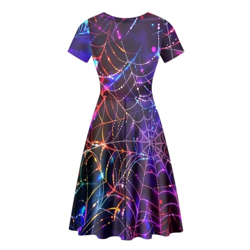 Image of POLERO Sunflower Dress for Women Floral Summer Dresses Short Sleeve Casual Sundresses Midi Dresses