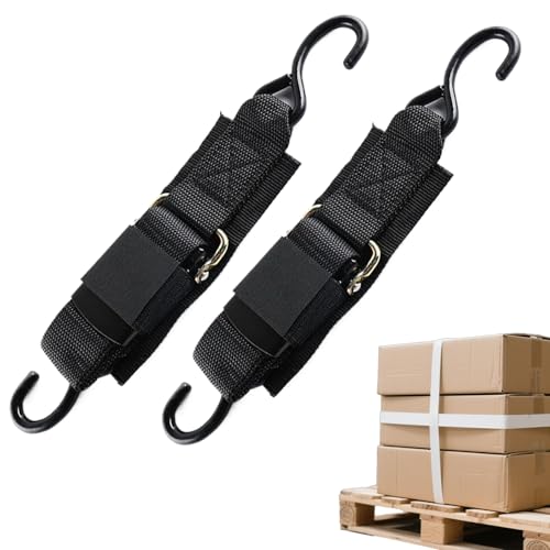 Correas de Amarre | Par de Correas con Trinquete para Remolques, de Fijación de 1.2 m con Gancho en S para Barca Remolque Barras de Techo Camión Mudanzas Acampada