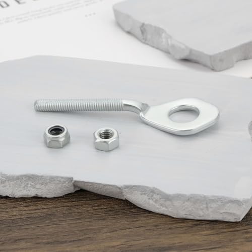 Briny River 2 Paar 12 mm Kettenspanner, Achsenversteller, 12 mm, Einstellgrube mit Muttern für 110 cc 125 cc ATV Quad Dirt Bike Motorrad, Silber