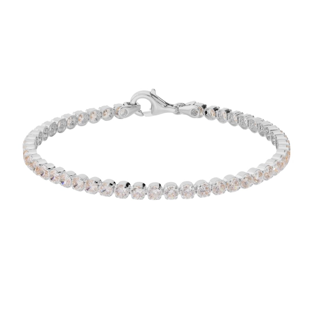 Bronzallure Bracciale Tennis Donna – Bracciale Tennis con Cubic Zirconia Bianche – Gioielli Made in Italy – Idea Regalo Compleanni, Anniversari, Festa Donna, Festa Mamma