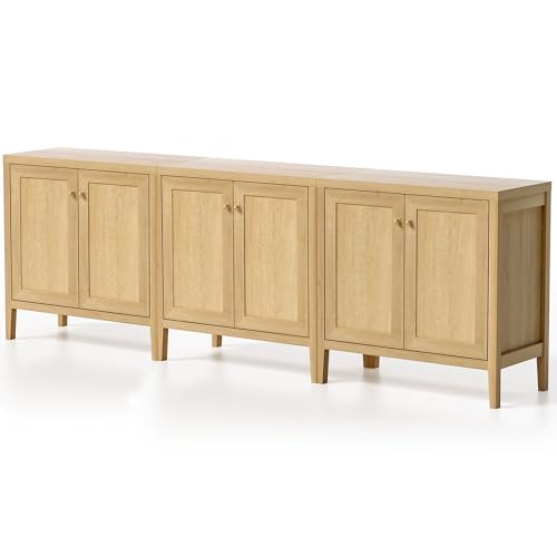 Sideboard Buffet Cabinets Set of 3 with Adjusable Shelves, Farmho...
