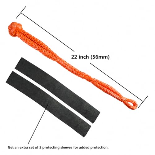 Image of Ucreative 2Pcs Synthetic Soft Shackle 1 /2 Inch x 22 Inch (56,000lbs Breaking Strength) with Extra Sleeves (Orange)
