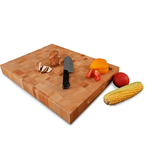 Consdan Cutting Board, Usa Grown Hardwood, Butcher Block Hard Maple With Invisible Inner Handle, Prefinished With Food-Grade Oil, Suitable For Kitchen End Grain, 2-1/4" Thick, 20" L X 15" W #TOP3