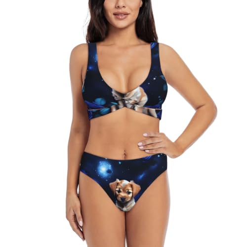 Bikini croisé pour femme maillot de bain deux pièces push-up triangle réglable