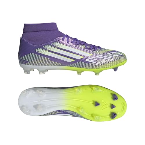 adidas Unisex F50 League Mid Firm Ground/Multi Ground Football Boots, Purple Rush/Cloud White/Lucid Lemon, 44 2/3 EU – Ansicht 5