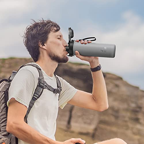 Arslo Insulated Sport Bottle With Straw Lid, Stainless Steel Water Bottles Double Walled, Vacuum Thermo Mug,Metal Water Bottle Insulated Keeps Water Cold #TOP5