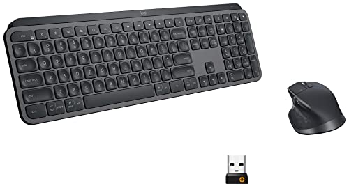 Image of Logitech MX Keys Advanced Illuminated Wireless Keyboard, Graphite Black (920-009418) & MX Master 2S Wireless Mouse, Multi-Device, Bluetooth or 2.4GHz Wireless with USB Unifying Receiver, Black