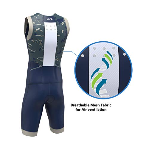 Kona Mens Assault Triathlon Race Suit - Sleeveless Skinsuit Padded Cycling Tri Suit For Swim Bike Run(Aqua, Xl) #TOP3