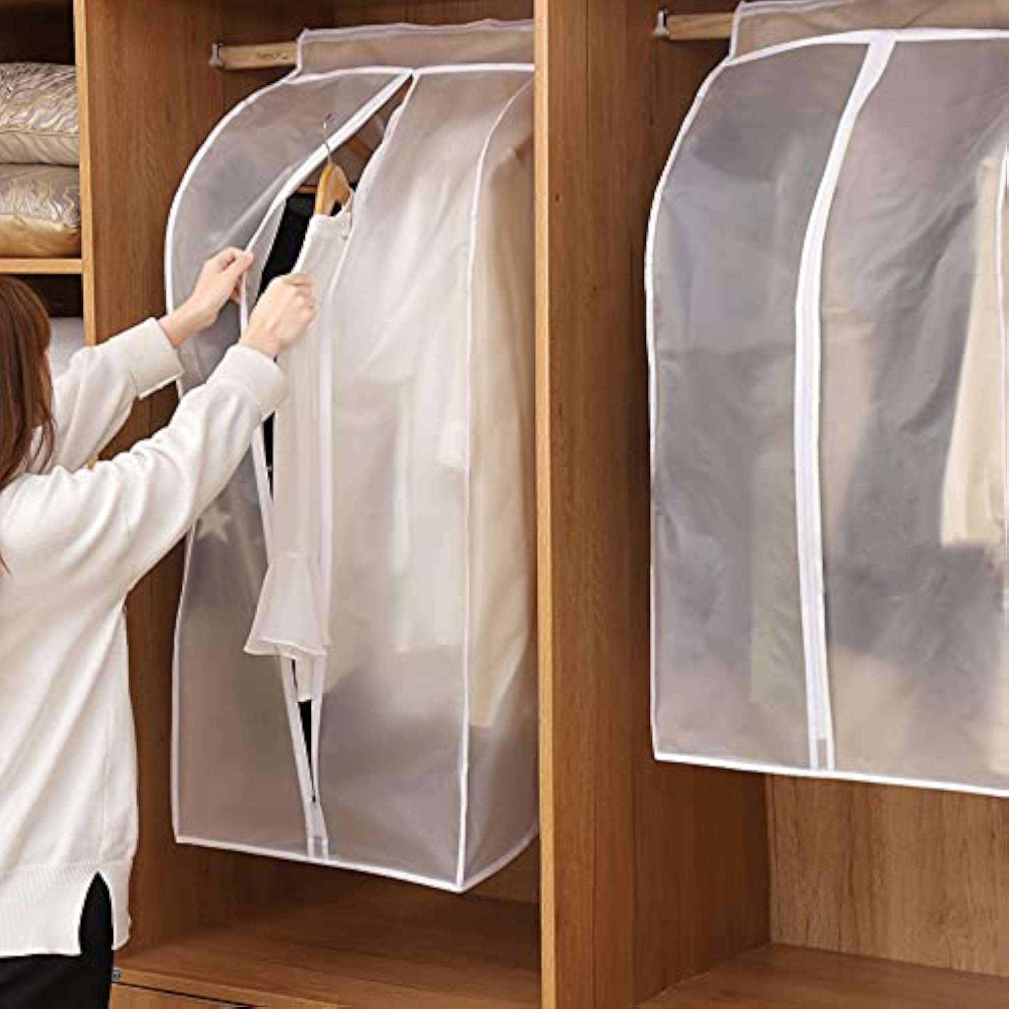 Hanging Garment Storage Bag, Translucent Dustproof Waterproof