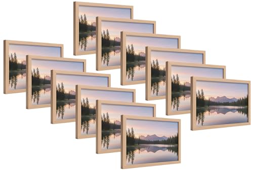 Image of 4x6 Inch Wooden Photo Frame | Fits 4x6 Photos | 0.5 mm Unbreakable Acrylic Front | Wall & Tabletop Display | Lightweight Gallery Style Frame for Home & Office (12, Natural Wood Finish)