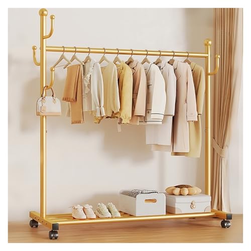 Portant à vêtements robuste en métal doré avec roulettes pivotantes