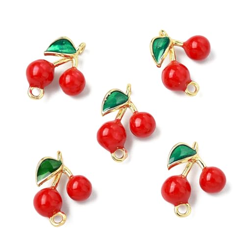 Breloques cerises en émail 3D pour créer des bijoux légers sans fausses gemmes