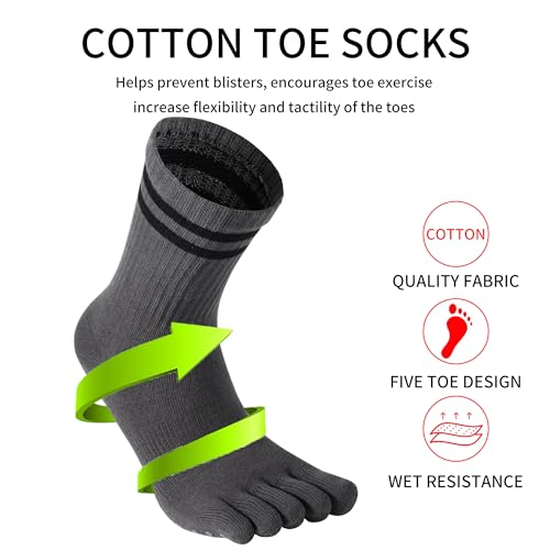 3Pairs Grippy Yoga Socks for Women – Full Toe Cotton Crew Pilates Socks with Non Slip Sticky Grip Bottom,Gifts for Yoga,Barre,Pilates,Dance,Exercises and indoor walking.(Black/Grey/White)4