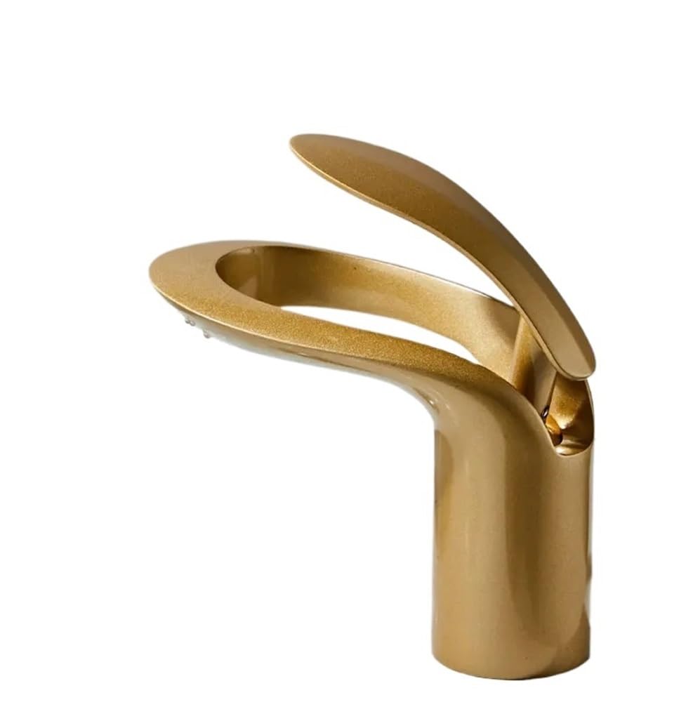Blyqxs Nickel Gold Brass Waterfall Bathroom Sink Faucet Hot And Cold Sink Vanity Bathroom Cabinet W3043(Nickel Gold)
