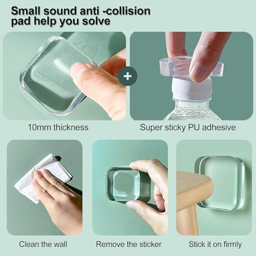 Image of Siara Silicone Wall Protector Door Stopper with Self Adhesive Backing | Door Handle Bumpers for Wall Furniture Cupboard Refrigerator Protection | Transparent Wall Guard - Square 6 Pieces