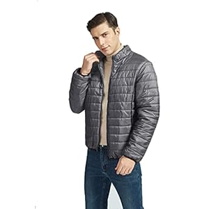 Lichtgewicht waterdichte jassen Mens Packable gewatteerde puffer jas, Grijs, XXL