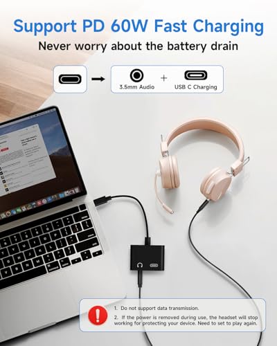 image for Criello USB C to 3.5mm Headphone and Charger Adapter, 2-Pack Type C to