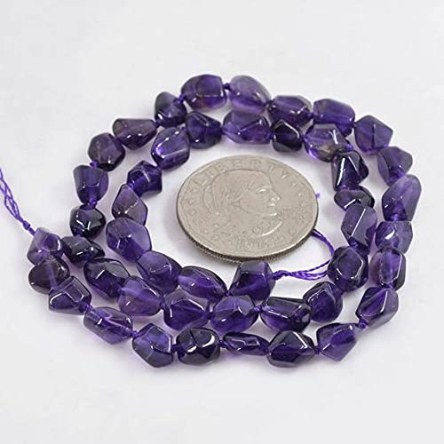 Perles améthyste facettées en pépites de 7-9mm pour enfilage de rang de 40cm