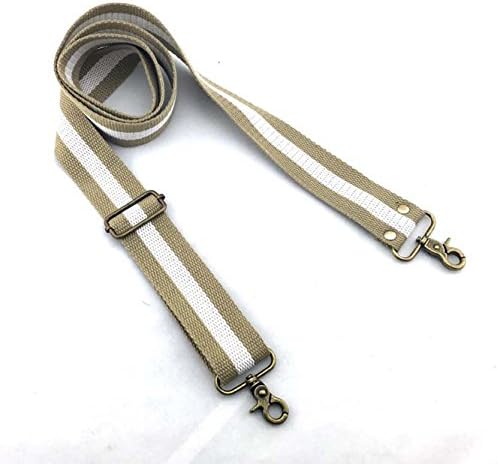 Wento 1pcs 31''-57'' Webbing Shoulder Cross Gray White Bag Strap,Band Width 1.5'',Replacement Cross Body Purse Straps,Canvas Purses Straps WTD35 (Khaki-White)