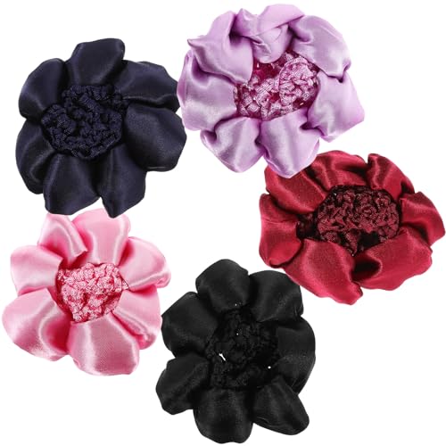 5pcs Elastic Girl Hairnets Comfortable Dancer Snoods for Hair Bun Holding Durable and Reusable Hair Bun Holder for Professional Performers and Formal Occasions