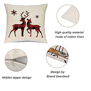 Ueerdand Christmas Decorations Pillow Covers 18×18 Set of 4 Black and Red Xmas Farmhouse Buffalo Plaid Truck Throw Pillow Case for Holiday Home Sofa Couch Ueerdand Christmas Decorations Pillow Covers 1818 Set of 4 Black and Red Xmas Farmhouse Buffalo Plaid Truck Throw Pillow Case for Holiday Home Sofa Couch