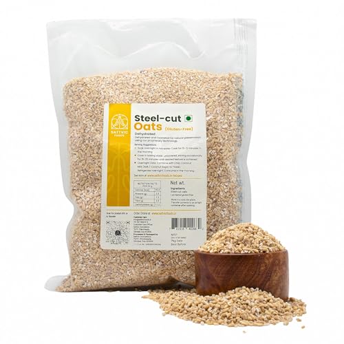 Sattvic Foods Steel Cut Oats (500 g) | Scottish Oatmeal, Gluten-Free & NON-GMO, Wholesome Breakfast Cereal | High in Dietary Fibre & Protein | Make Porridge, Baked Goodies
