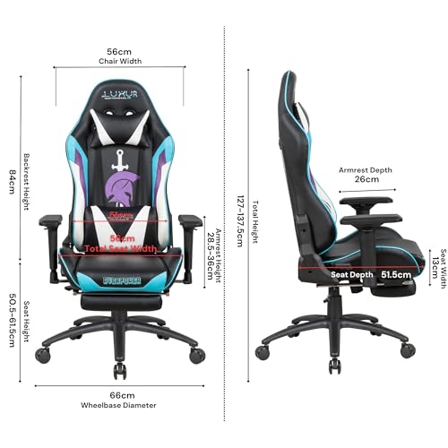 Dr Luxur Polyurethane Overpower Gaming Chair For Gaming,Home Office&Study- Perfect For Work From Home With Lumbar Support,4D Armrest,Footrest&180... - Image 3