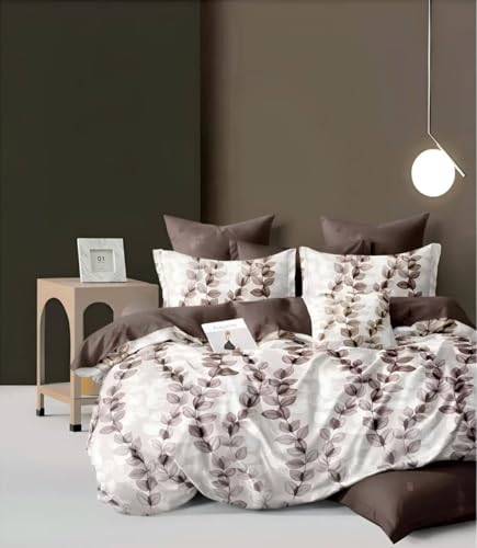 Image of 300 TC Premium Cotton Single Bed Duvet Cover with Zipper |King Size Reversible Rajai Cover for Comforters|Dohars|Blanket|Warm Stuff|90x60 Inches|Coffee Petals|ASS47