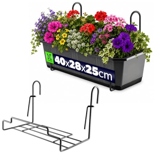 KADAX Support de pot de fleurs universel, pratique et élégant pour balustrade, balcon, terrasse, jardinière, intérieur et extérieur, support de plantes,...