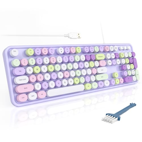 MOFII Colorful Computer Keyboard Wired, Cute Full Size...