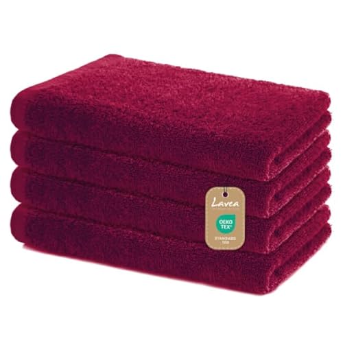 Lavea Juego De 4 Toallas De Mano 40 70 Cm Toallas De Baño De Algodón 100 Suaves Y Absorbentes, Certificado Oeko-Tex, Lavables A 60 C, Para Baño, Invitados Y Gimnasio Burdeos Lavea Juego De 4 Toallas De Mano 40 70 Cm Toallas De Baño De Algodón 100 Suaves Y Absorbentes, Certificado Oeko-Tex, Lavables A 60 C, Para Baño, Invitados Y Gimnasio Burdeos