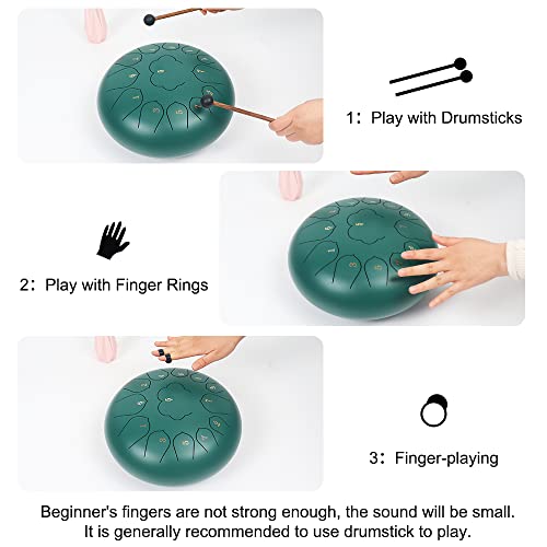 Yasisid Steel Tongue Drum 12 Inches 13 Notes Hand Pan Drum Percussion Instruments With Soft Bag, Drumsticks, Mallet Holder, Edge Strings #TOP3