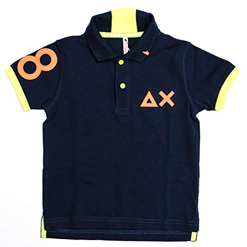 Polo bleu SUN68 Fluo en taille 12 ans avec détails colorés et col classique