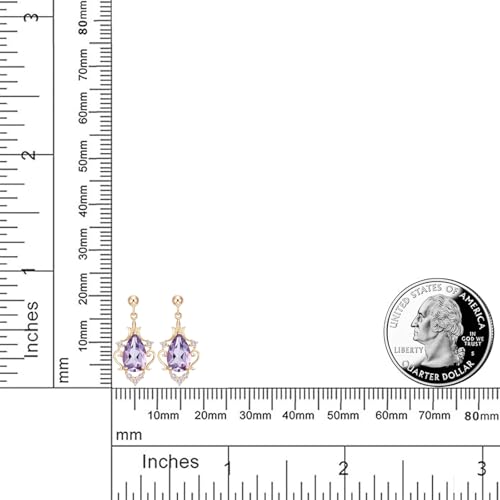 Handcrafted Earrings Jewelry Gift for Women - Gold Plated S925 Sterling Silver Vintage Royal Court-Inspired Amethyst Dangle Drop Earrings for Women | Elegant Purple Amethyst Jewelry for Her2