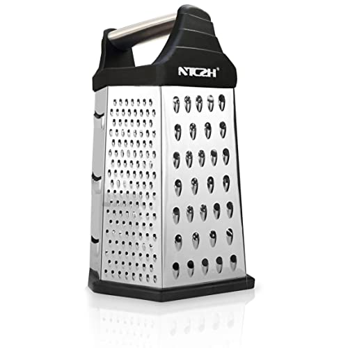 Ntczh Cheese Grater, 6-Sided Stainless Steel Grater, Food Shredder With Handle, Kitchen Grater For Parmesan Cheese, Ginger, Vegetables, Black #TOP2