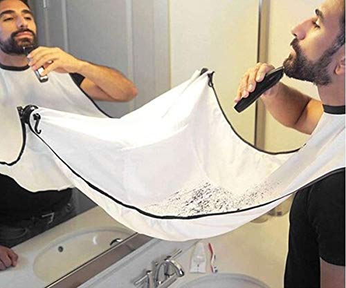 SFASTER Beard Apron Cape Beard Trimming Bib for Men Shaving & Hair Catcher, Shaving Beard Cloth, Waterproof, with 2 Suction Cups for Mirror
