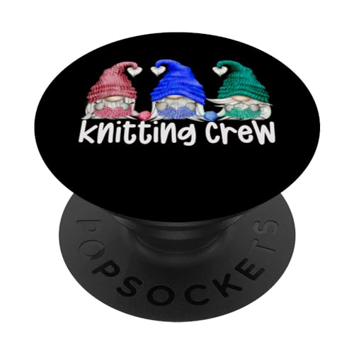 Funny Knitting Lover Gnomie Crew For Women Three Gnomes PopSockets PopGrip Adhesivo