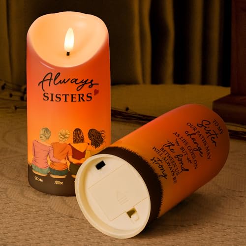 Image of Macorner Personalized LED Candle Chirstmas Sister Birthday Gifts, Sister Gifts from Sister, Gifts for Sister, Soul Sister, Friendship Gifts for Women, The Bond Between Us Will Always Be Strong