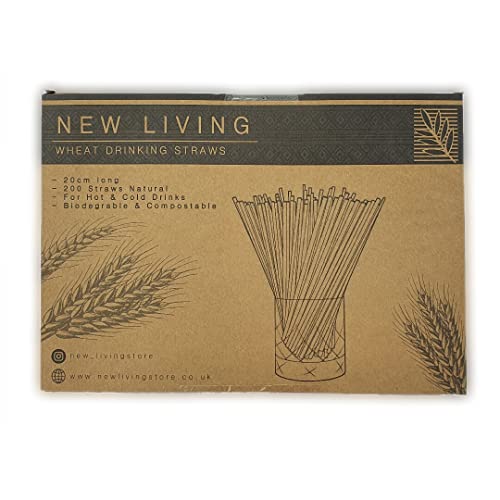 Pajitas de trigo natural | Paquete de 100 | Producto ecológico orgánico | 20 cm de largo | Sustituto de plástico perfecto Cover