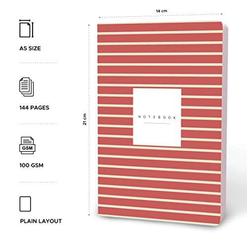 Image of Factor Notes 100 GSM A5 Notebook: Plain | 144 Pages (Red streak)