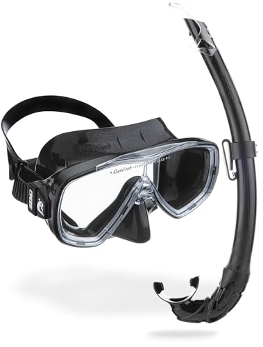 Cressi Onda Mare - Schnorchelset Onda Maske und Schnorchel Mexico, Schwarz/Schwarz, Einheitsgröße, Erwachsene Unisex