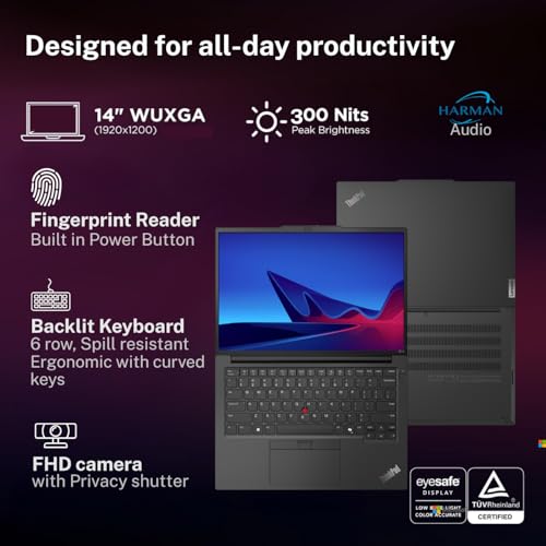 Image of Lenovo ThinkPad E14 AI PC Intel Core Ultra 7 155H | Copilot Key | 16GB RAM | 1TB SSD | 14 inch WUXGA IPS 300 Nits | Win 11 + Office 2024 | Backlit | Fingerprint | 1.42 kg | 1Y Onsite | Black - 21M7S0SG00