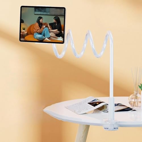 Image of MOMISY Mobile Phone Holder, 360 Adjustable Gooseneck Clamp Mount, Universal Phone Stand for Desk, Office, Home (Nut White, 85 cm)