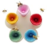 Nujvnuj Bienen Insekten Trinkbecher Bunter Bienenbecher für den Garten Trinkbecher für Bee Trinkbecher-Bee Cups für Durstige Bestäuber (Bunt Rund)
