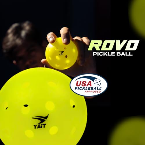 Image of Sports Rovo USAPA Approved Pickleball Ball (Pack of 50) | 40 Hole Outdoor Pickle Ball for Tournament Play | Single Piece Rotational Moulded | Durable PP Material, Advanced Aerodynamics | Green
