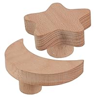Cabilock 2pcs Star Moon Hook Wooden Wall-Mounted Clothes Hanger Creative Wall Clothing Hanging Hook for Storage