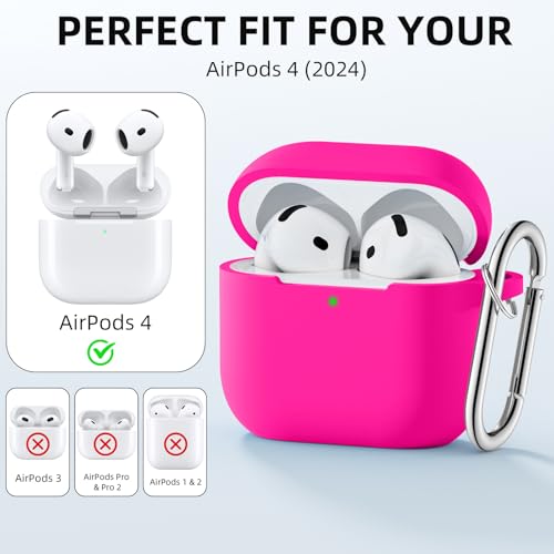 Charlam-Compatible-with-AirPods-4-Case-2024-Soft-Silicone-Shockproof-for-Apple-AirPods-4th-Generation-Case-Drop-Protection-Case-with-Keychain-Cleaner-Kit-Anti-Loss-Strap-for-Women-Men