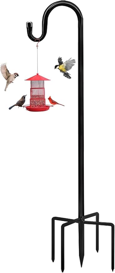 Bird Feeders Pole,Shepherds Hooks for Outdoor 1 Pack 48 Inch Bird Feeders for Outdoors with 5 Prongs Base Hanging Planters for Outdoor