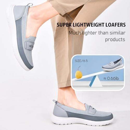 Image of Buyrew Loafers for Women - Comfortable Mesh Knit Slip On Walking Shoes with Arch Support - Dressy Business Casual Work Flats for Standing All Day - Lightweight Breathable Penny Loafers